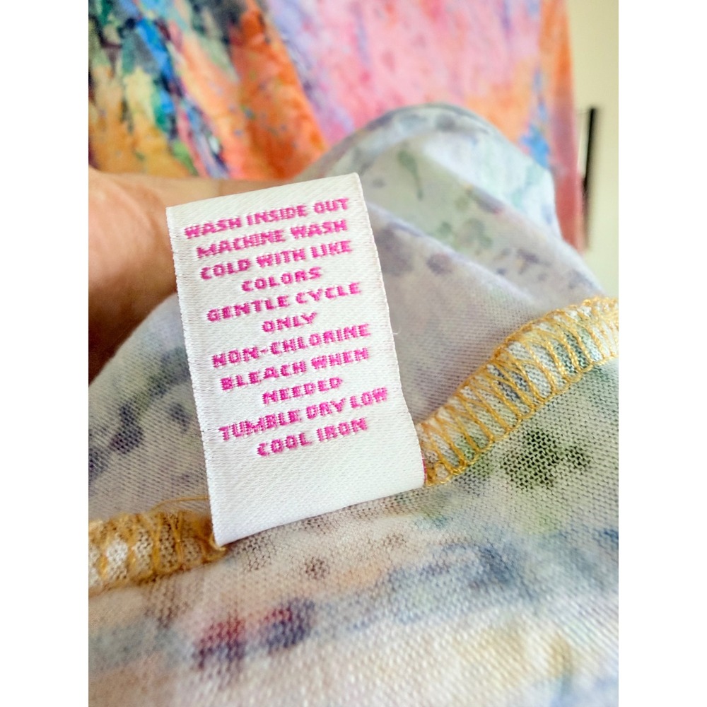 Leoma Lovegrove Tropical Palm Tree Artsy Henley Top Orange Pink Blue Small - Picture 5 of 9